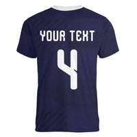 Custom Scotland Football Women V-Neck T-Shirt Tartan Patchwork Pattern Scottish Saltire Flag Style