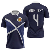 Custom Scotland Football Zipper Polo Shirt Tartan Patchwork Pattern Scottish Saltire Flag Style