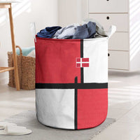 Denmark Football Laundry Basket White Grunge Line and Rune Inspired Sporty Style