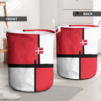 Denmark Football Laundry Basket White Grunge Line and Rune Inspired Sporty Style