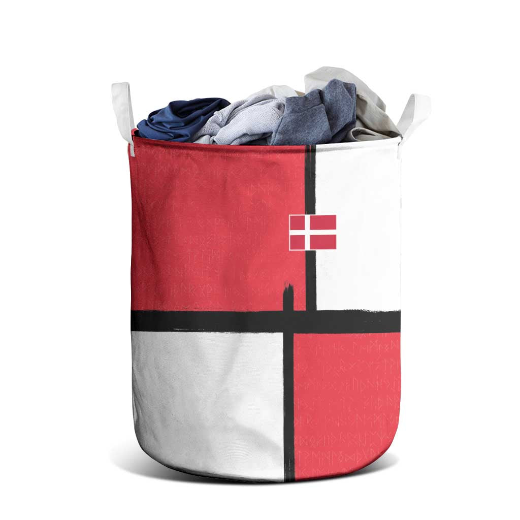 Denmark Football Laundry Basket White Grunge Line and Rune Inspired Sporty Style