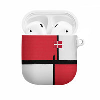 Denmark Football AirPods Case White Grunge Line and Rune Inspired Sporty Style
