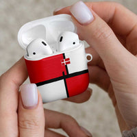 Denmark Football AirPods Case White Grunge Line and Rune Inspired Sporty Style