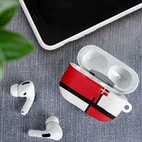 Denmark Football AirPods Case White Grunge Line and Rune Inspired Sporty Style