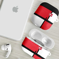 Denmark Football AirPods Case White Grunge Line and Rune Inspired Sporty Style