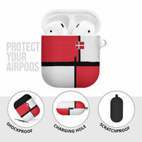 Denmark Football AirPods Case White Grunge Line and Rune Inspired Sporty Style