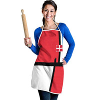 Denmark Football Apron White Grunge Line and Rune Inspired Sporty Style