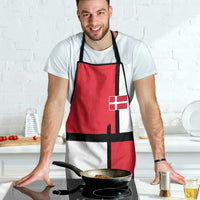 Denmark Football Apron White Grunge Line and Rune Inspired Sporty Style