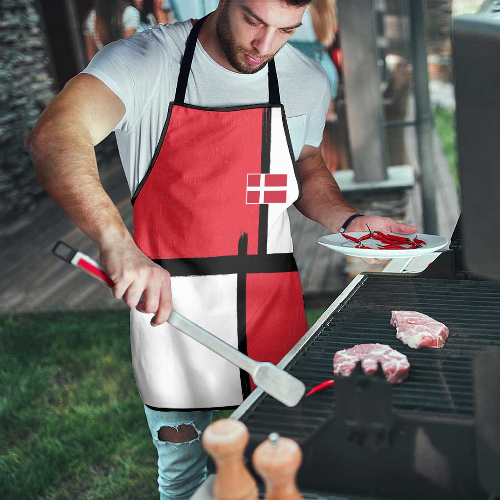 Denmark Football Apron White Grunge Line and Rune Inspired Sporty Style