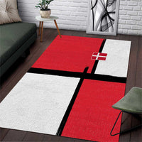 Denmark Football Area Rug White Grunge Line and Rune Inspired Sporty Style