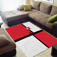 Denmark Football Area Rug White Grunge Line and Rune Inspired Sporty Style