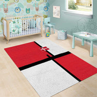 Denmark Football Area Rug White Grunge Line and Rune Inspired Sporty Style