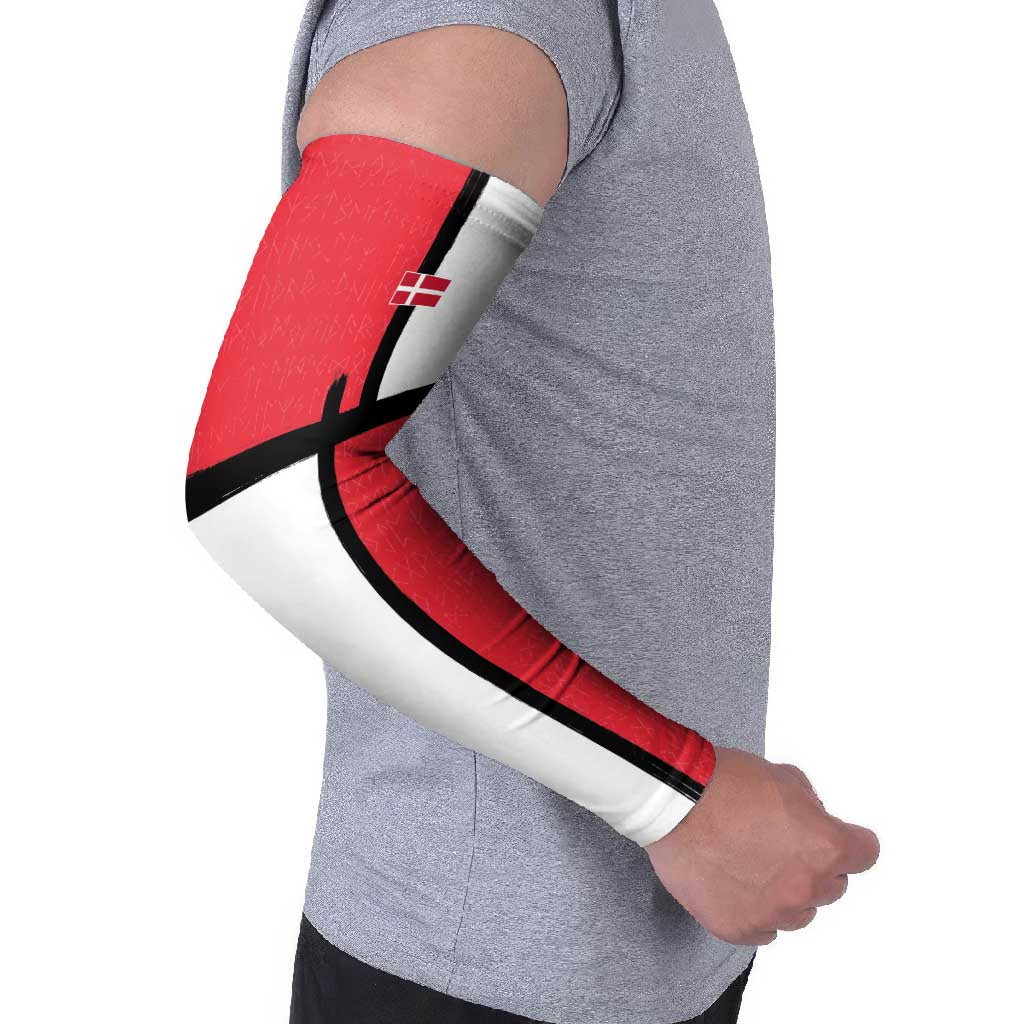 Custom Denmark Football Arm Sleeves White Grunge Line and Rune Inspired Sporty Style