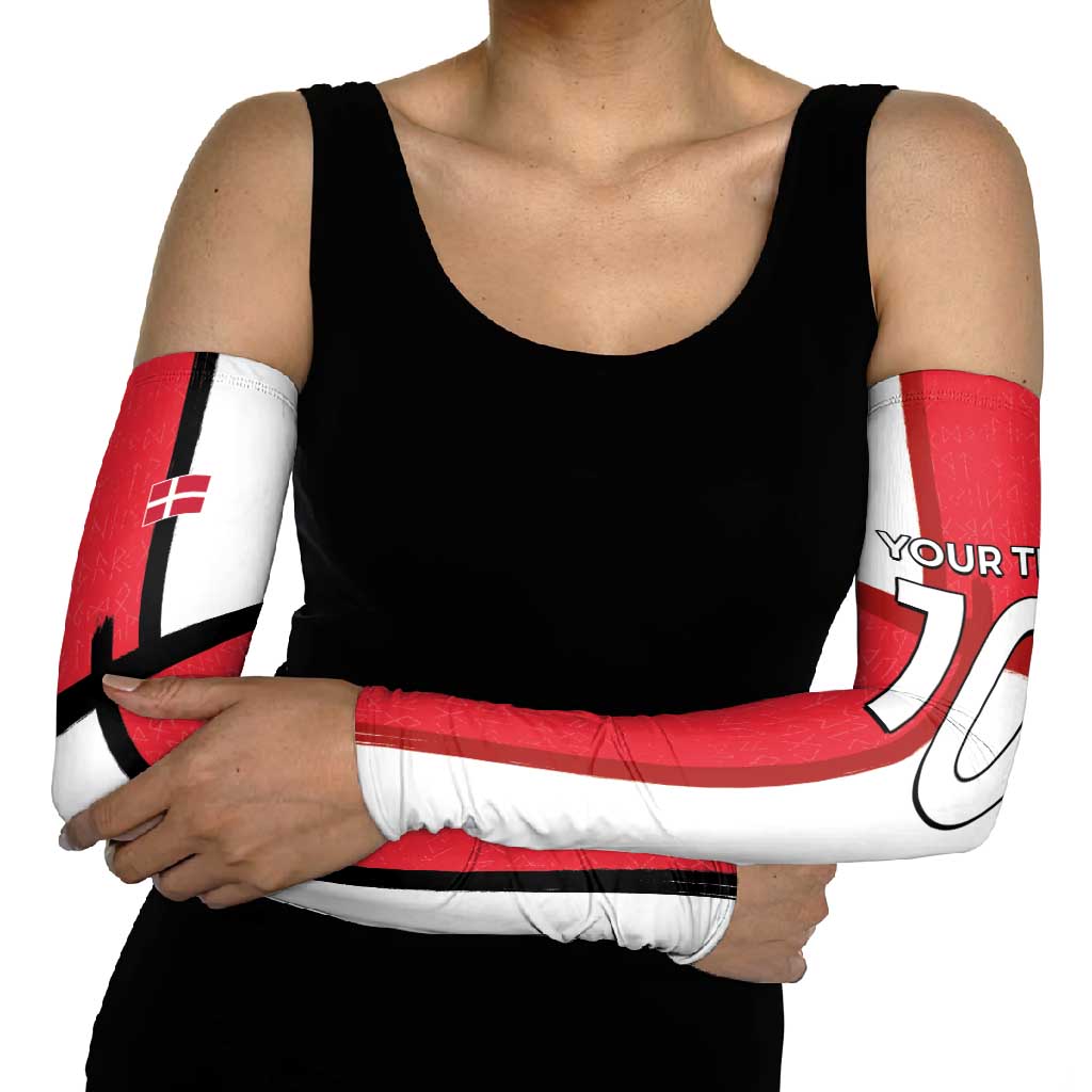 Custom Denmark Football Arm Sleeves White Grunge Line and Rune Inspired Sporty Style
