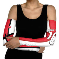 Custom Denmark Football Arm Sleeves White Grunge Line and Rune Inspired Sporty Style