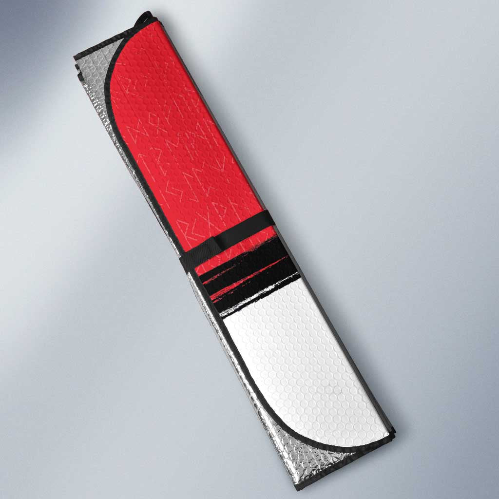 Denmark Football Auto Sun Shade White Grunge Line and Rune Inspired Sporty Style