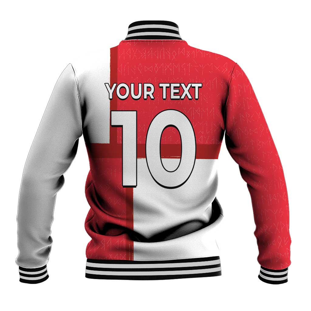 Custom Denmark Football Baseball Jacket White Grunge Line and Rune Inspired Sporty Style