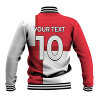 Custom Denmark Football Baseball Jacket White Grunge Line and Rune Inspired Sporty Style