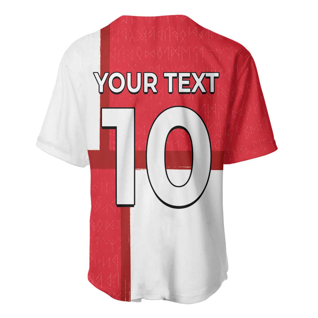 Custom Denmark Football Baseball Jersey White Grunge Line and Rune Inspired Sporty Style