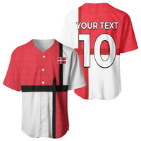 Custom Denmark Football Baseball Jersey White Grunge Line and Rune Inspired Sporty Style