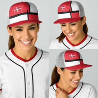 Denmark Football Baseball Net Cap White Grunge Line and Rune Inspired Sporty Style