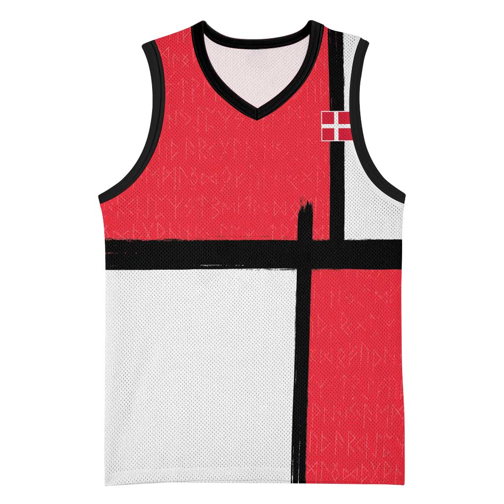 Custom Denmark Football Basketball Jersey White Grunge Line and Rune Inspired Sporty Style