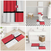 Denmark Football Bathroom Set White Grunge Line and Rune Inspired Sporty Style