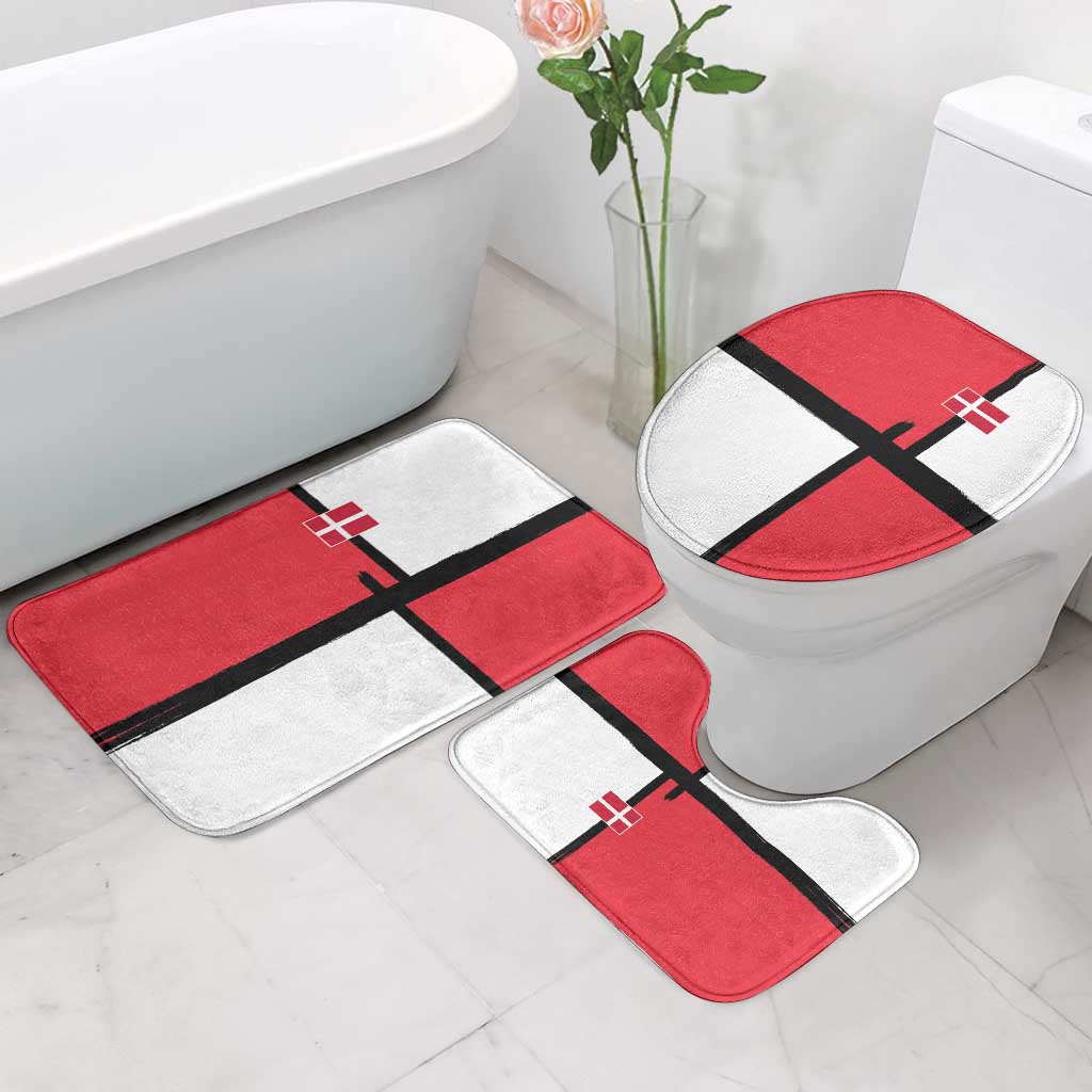 Denmark Football Bathroom Set White Grunge Line and Rune Inspired Sporty Style