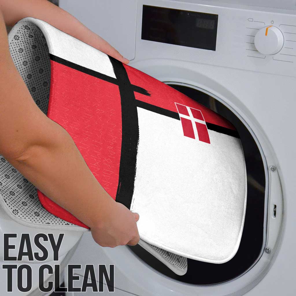 Denmark Football Bathroom Set White Grunge Line and Rune Inspired Sporty Style