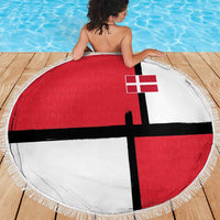 Denmark Football Beach Blanket White Grunge Line and Rune Inspired Sporty Style