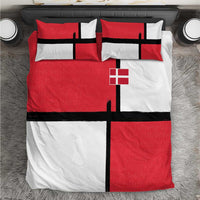 Denmark Football Bedding Set White Grunge Line and Rune Inspired Sporty Style
