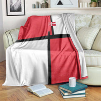 Denmark Football Blanket White Grunge Line and Rune Inspired Sporty Style
