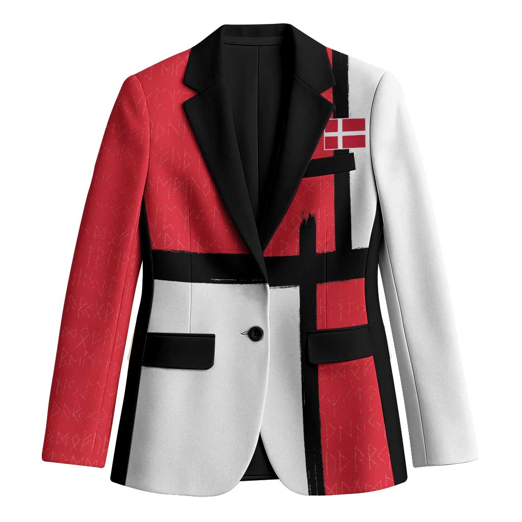 Custom Denmark Football Blazer White Grunge Line and Rune Inspired Sporty Style