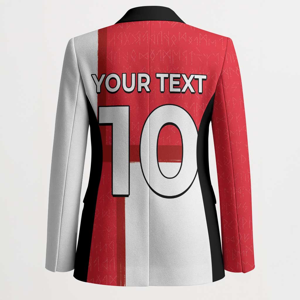 Custom Denmark Football Blazer White Grunge Line and Rune Inspired Sporty Style