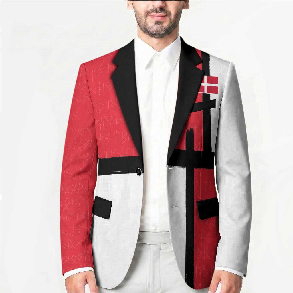 Custom Denmark Football Blazer White Grunge Line and Rune Inspired Sporty Style