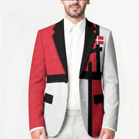 Custom Denmark Football Blazer White Grunge Line and Rune Inspired Sporty Style