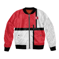 Custom Denmark Football Bomber Jacket White Grunge Line and Rune Inspired Sporty Style