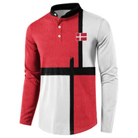 Custom Denmark Football Button Sweatshirt White Grunge Line and Rune Inspired Sporty Style