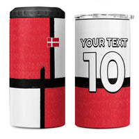 Custom Denmark Football 4 in 1 Can Cooler Tumbler White Grunge Line and Rune Inspired Sporty Style