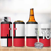 Custom Denmark Football 4 in 1 Can Cooler Tumbler White Grunge Line and Rune Inspired Sporty Style