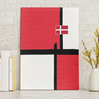 Denmark Football Canvas Wall Art White Grunge Line and Rune Inspired Sporty Style