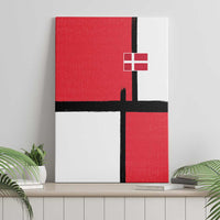 Denmark Football Canvas Wall Art White Grunge Line and Rune Inspired Sporty Style