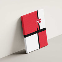 Denmark Football Canvas Wall Art White Grunge Line and Rune Inspired Sporty Style