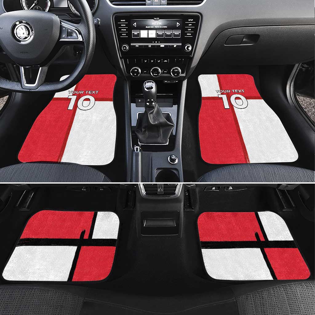 Custom Denmark Football Car Mats White Grunge Line and Rune Inspired Sporty Style