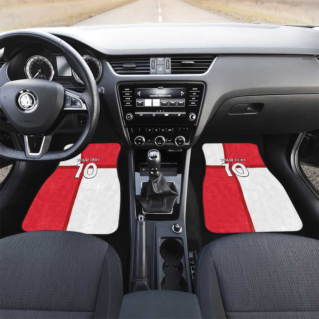 Custom Denmark Football Car Mats White Grunge Line and Rune Inspired Sporty Style