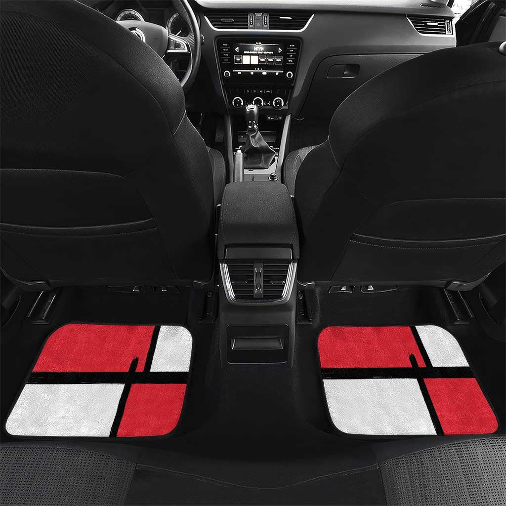 Custom Denmark Football Car Mats White Grunge Line and Rune Inspired Sporty Style