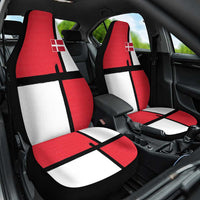Denmark Football Car Seat Cover White Grunge Line and Rune Inspired Sporty Style