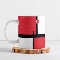 Custom Denmark Football Ceramic Mug White Grunge Line and Rune Inspired Sporty Style