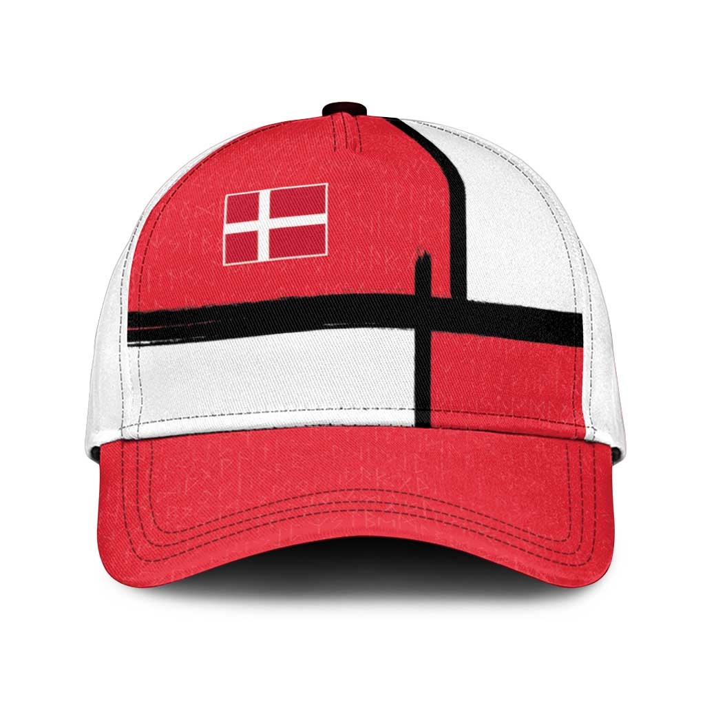 Denmark Football Classic Cap White Grunge Line and Rune Inspired Sporty Style