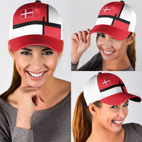 Denmark Football Classic Cap White Grunge Line and Rune Inspired Sporty Style